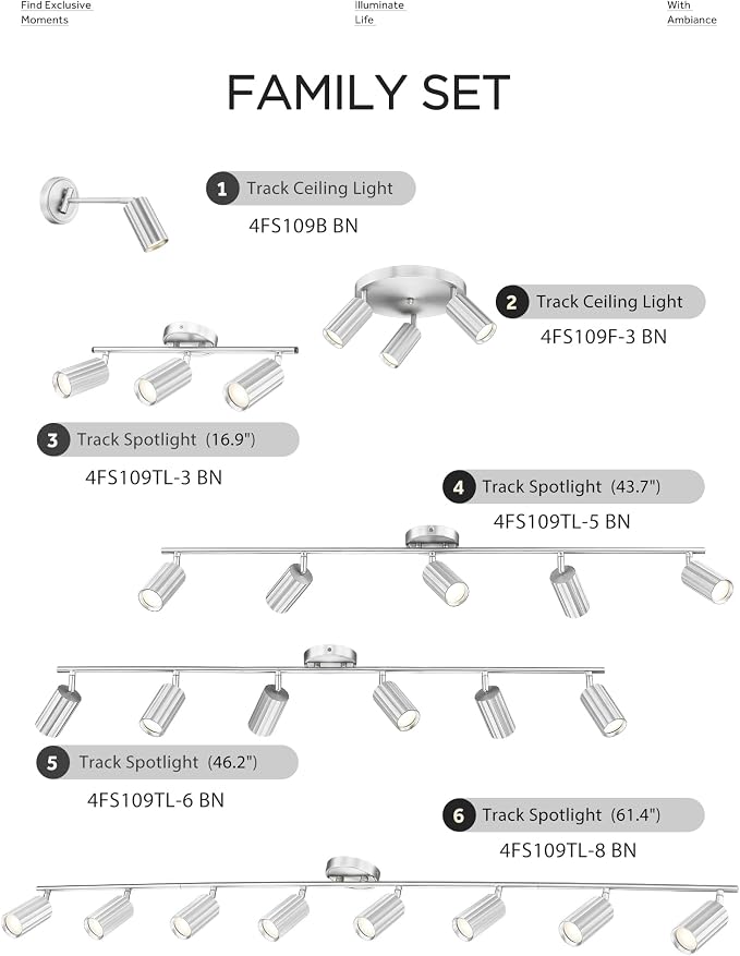 FEMILA LED Track Light for Kitchen, 3000K Bulb Included, Brushed Nickel | GU10 base adjustable-length swing arm sconce, 180° arm, 90° tilt, and 350° rotation for focused lighting