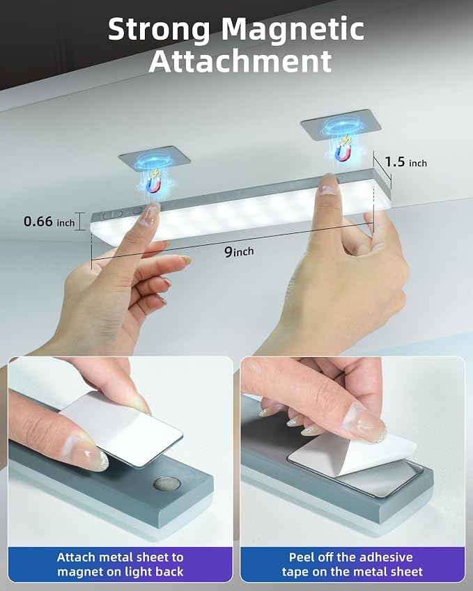 EZVALO 80 RGB Color Changing Under Cabinet Lighting Wireless, 1800mAh Rechargeable Shelf Lights, Timer & Dimmable, Magnetic, Bar Light with Remote for Kitchen, Cabinet, Display Case, 8Pack