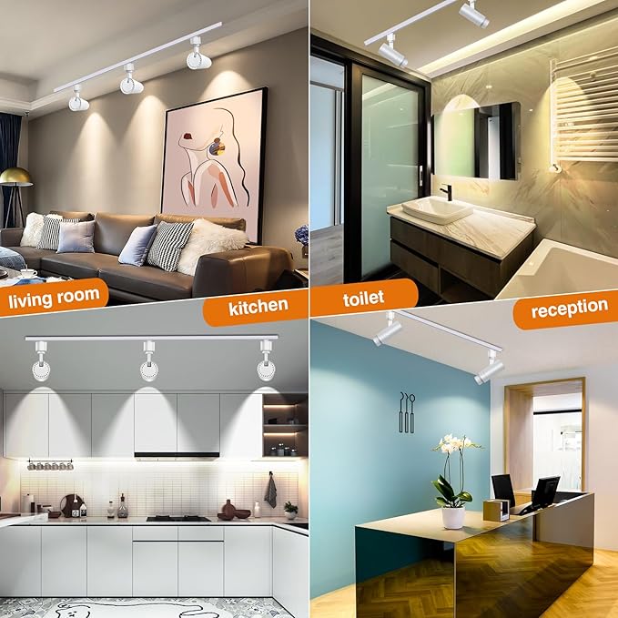 Track Lighting Heads 12W Zoomable LED Track Lighting,Adjustable 2700-6500k H Type Track Light Dimmable Bright CRI90+ 15°-60° Ceiling Spotlight for Accent Task Wall Art Exhibition(6 Pack White)