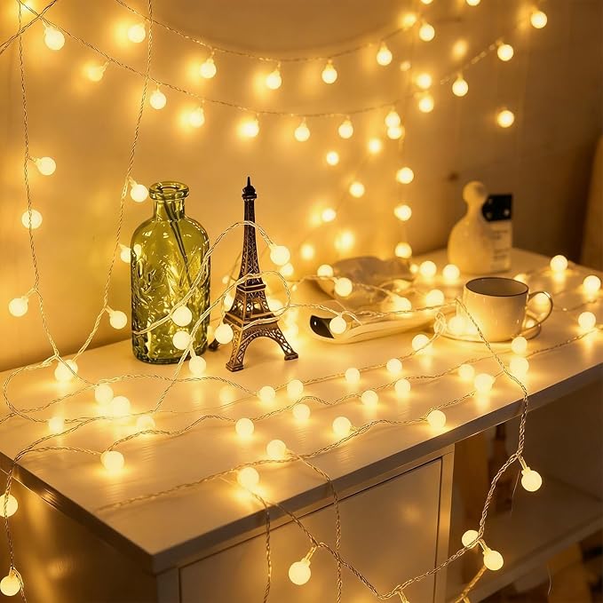 99FT 200LED Globe String Lights, Waterproof 8 Modes Hanging Fairy Lights Plug with Remote for Patio Garden Holiday Tree Yard Party Wedding Indoor Outdoor Decor, Warm White
