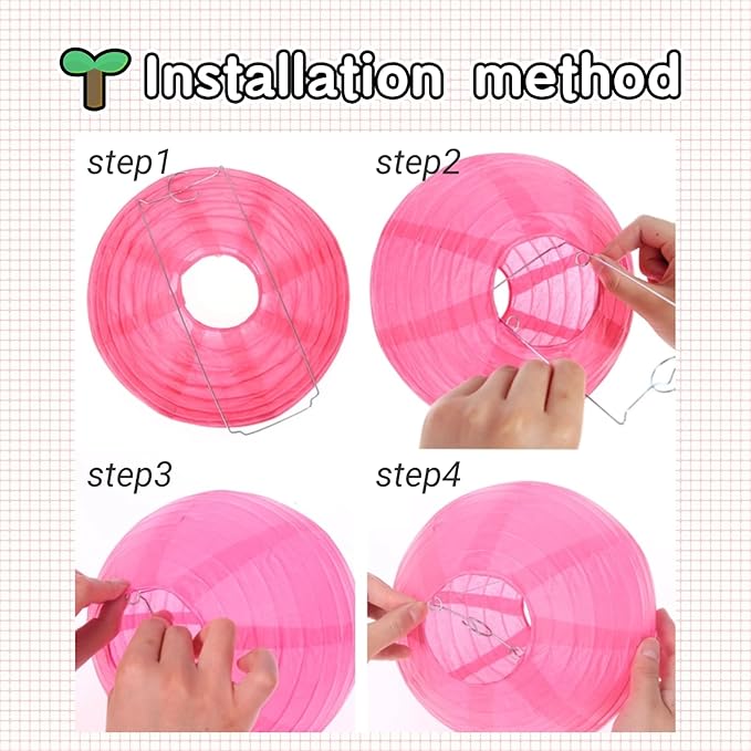 Chinese Paper Lanterns for Birthday Party Decorations – Hanging Rainbow Lanterns for Ceiling Decor, Classroom, Wedding, and Home Party – Pack of 18,Pink and Rose Red(8/10/12-Inch)