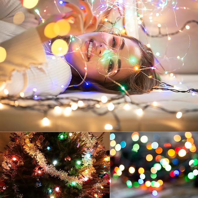 CYLAPEX 12 Pack Multicolor Fairy Lights String Battery Operated Fairy Lights Firefly Lights Micro LED Starry String Lights on 7ft Silvery Copper Wire for DIY Christmas Decoration Costume Wedding