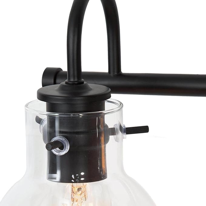 KSANA Black Bathroom Light Fixtures, 3-Light Modern Farmhouse Black Vanity Light with Clear Glass Shade Over Mirror for Hallway, Kitchen, Bedroom, and Living Room