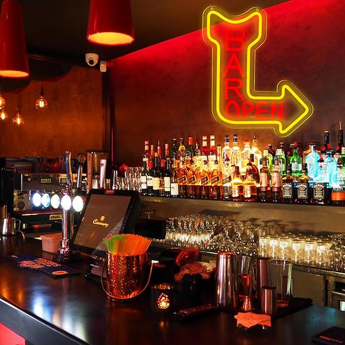 Bar Open Neon Signs for Wall Decor,Open Signs for Business,Led Neon Light for Man Cave, Bar,Pub,Christmas Birthday Party Gift