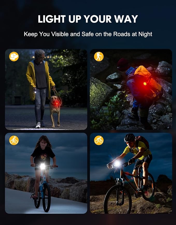 Bike Lights Super Bright, Rechargeable Bicycle Lights Set Multiple Modes, Waterproof Bike Lights for Night Riding/Cycling Safety, Front and Back Bike Reflectors Light, Long Battery Life