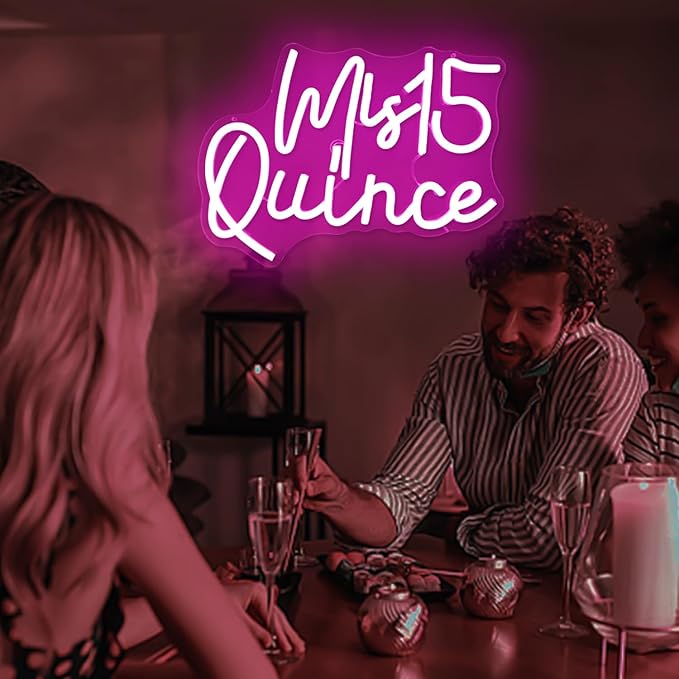 Mis Quince Neon Sign for Wall Decor Dimmable Mis 15 Quinceanera Neon Sign for Room Led Signs for Bedroom Neon Light Signs Light Up Sign for Christmas Birthday Party Gift for Lover