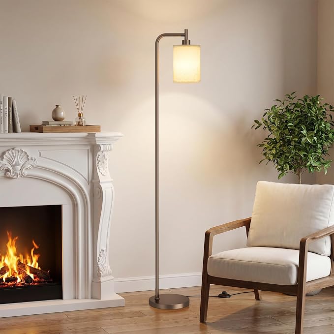 Ziisee 64" Floor Lamp for Living Room with Remote Control, Deep Beige Shade with Brown Pole, Dimmable Tall Lamps for Bedroom Office Corner, 9W LED Bulb Included