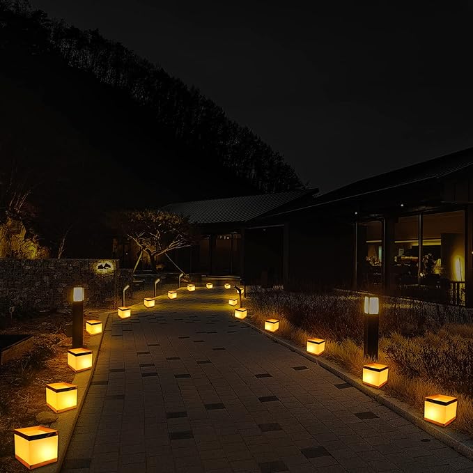 40Pack Paper Floating Water Lanterns,Gold+White Square Memorial Candle Lantern,Table Lanterns Decorative Outdoor for Weeding,Lawn,Pool ,Wishing (40Pack Paper Lanterns with Candles)
