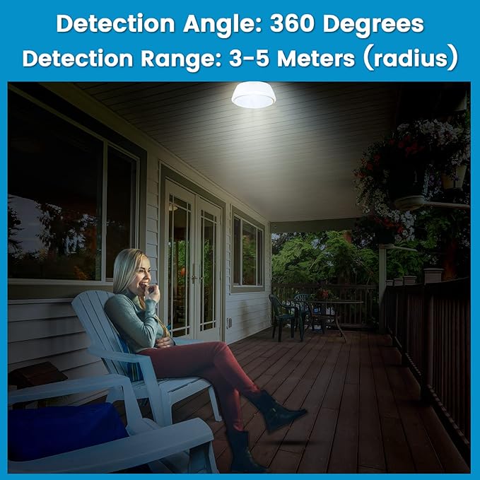 Bonlux PIR Motion Sensor LED Ceiling Light, 15W (150W Equivalent) E26 Medium Base Dusk to Dawn LED Ceiling Light Auto On/Off Night Light for Walkway Porch Garage Basement Patio, Daylight 6000K