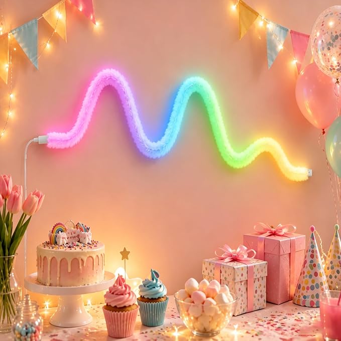 ZSLAIFU 16.4FT Plush USB Neon Rope Lights, 360° Luminous RGB+IC USB LED Light Strip with Remote and APP Control, Music Sync LED Lights for Bedroom Gaming Party Decor
