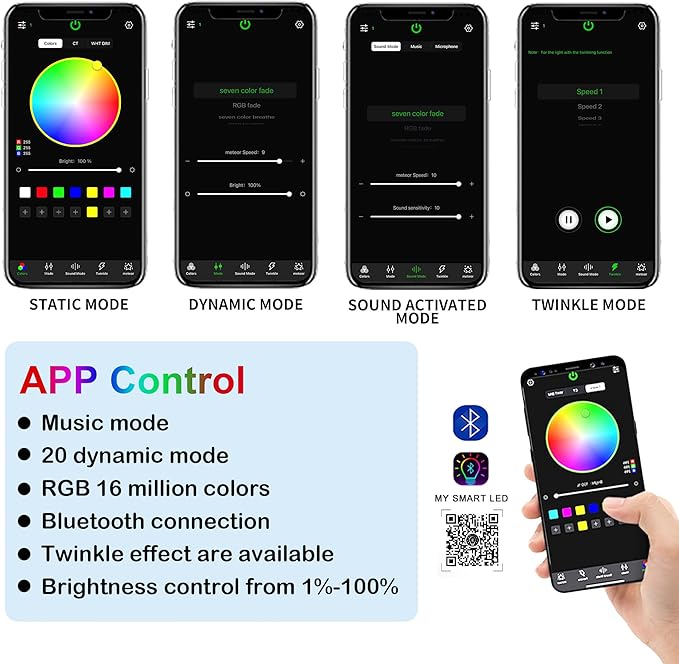 20W Twinkle Dual Head Fiber Optic Light Box for Starlight Headliner, Bluetooth App/RF Remote Control, Car Plug & Power Adapter, PG Connector & 3 Drill Bits