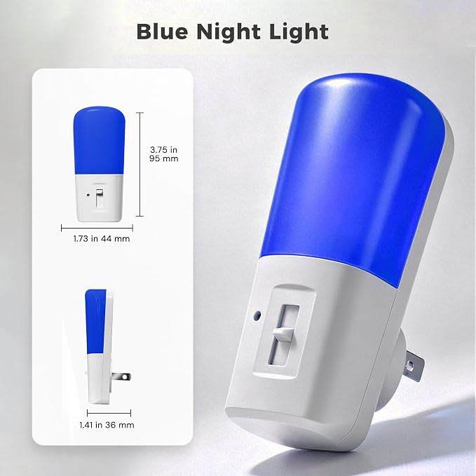 LOHAS-LED Blue Night Light Plug in, 2 Pack Dimmable LED Night Lights | Decorative Wall Blue Light, Dusk to Dawn Sensor, Adjustable Brightness for Kids Room, Hallway, Bathroom,Bedroom