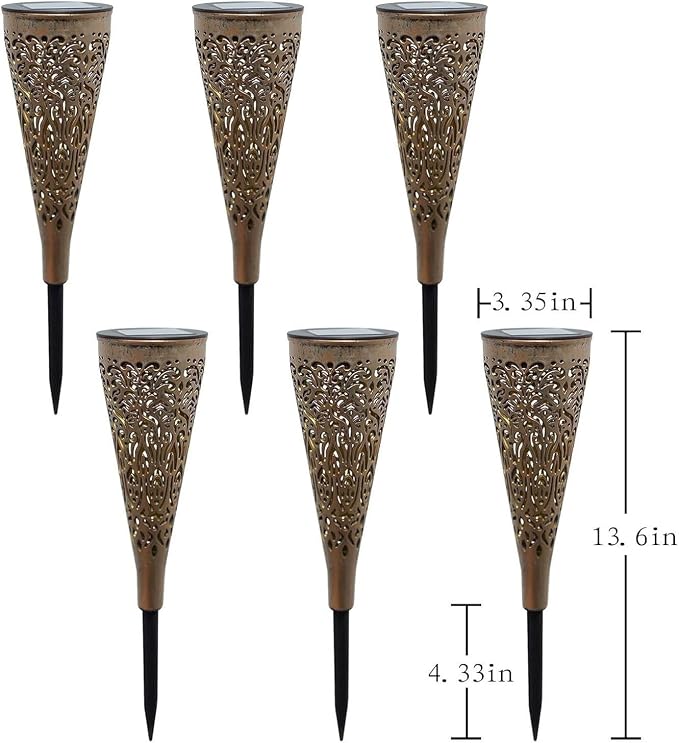 6 Pack Solar Lights Outdoor Garden Decorative Mandala Solar Garden Lights with Warm Light Waterproof Solar Pathway Landscape Lights for Path Backyard Walkway Yard Decor, Gardening Gifts for Women