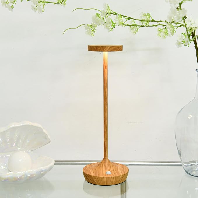 2 Pack Cordless Table Lamps, Rechargeable 6000mAh, 72H Runtime, Waterproof | Stepless Touch Dimming with 3 Color Modes & Memory Function, Portable for Outdoor/Patio/Restaurant. (Bamboo Pattern)
