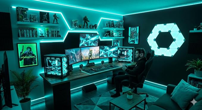Teal 10 Foot Led Lights Strip Indoor Rope Lights Easy DIY Cuttable Strip Lights for Room Bathroom Living Room Kitchen Ceiling Wall Vanity Mirror Decor
