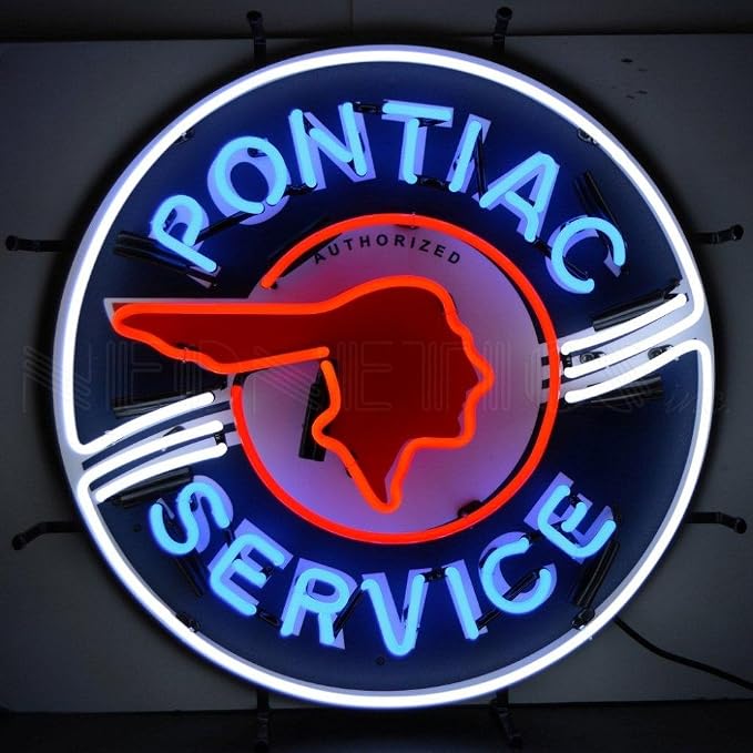 5PONBK Pontiac Service Neon Sign with Backing