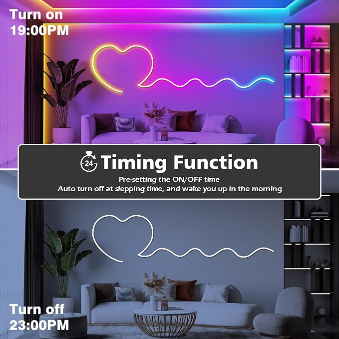 AILBTON 200Ft Neon Rope Lights,Flexible Led Rope Lights Control with App/Remote,Multiple Modes Music Sync Gaming RGB Led Neon Lights for Bedroom Outdoor