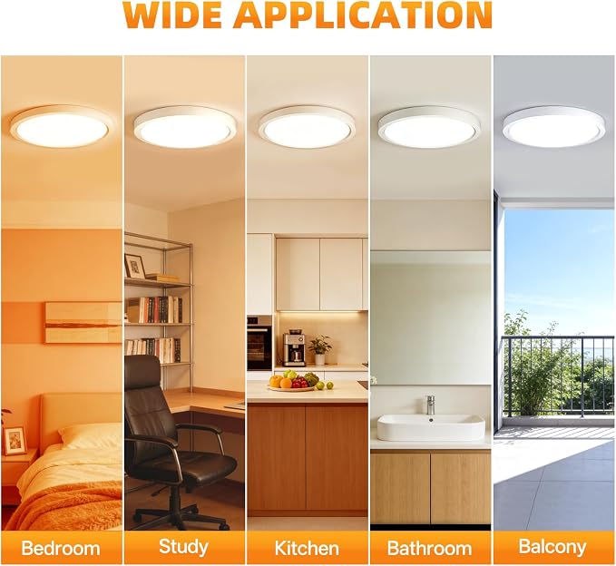 15.8Inch 2Pack LED Flush Mount Ceiling Light,5CCT,ETL Listed,Dimmable White | Hardwired 5CCT Selectable 2700K-5000K,30W 3400LM Dimmable Round Flat Panel Light Fixture for Living/Bedroom,Porch&Indoor
