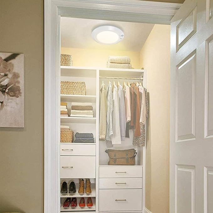 Battery Operated Motion Detector LED Lights - Indoor, 210LM, 3000K, Warm White for Stairwell, Laundry Cabinet, Hallway, Bathroom