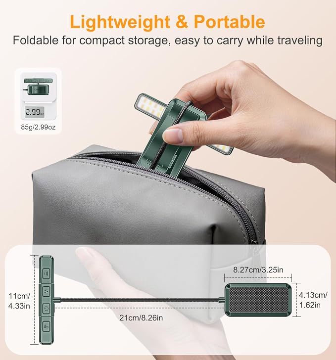Gritin 2026 Gen 2 Book Light for Reading- 32 Eye Caring Full Spectrum LED | 5 Colors & 5 Brightness, Adjustable Wide/Narrow Beam, Upgrade 1500mAh Long-Lasting Rechargeable Clip on Light-Forest Green