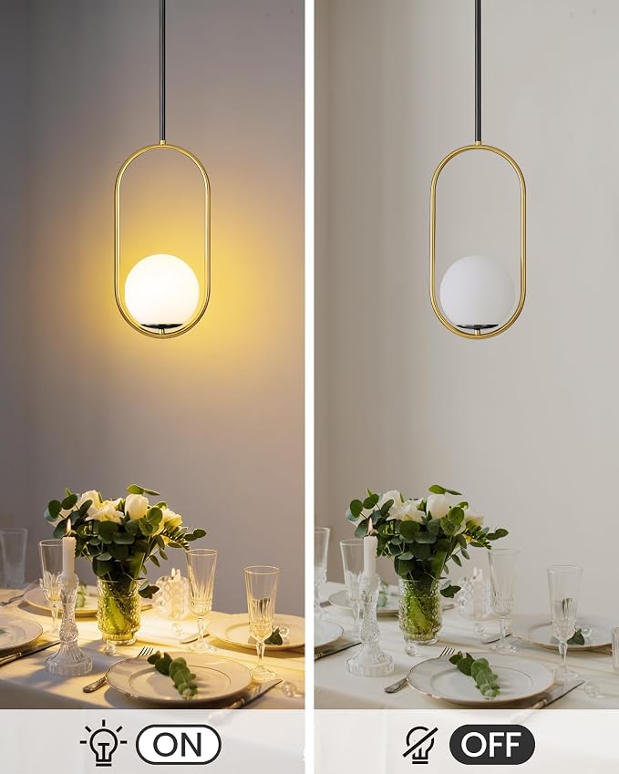 Yunnix 3 Pack Pendant Lights Kitchen Island, Pendant Light Fixtures, Modern Black and Gold Globe Glass Pendant Lighting, Mid Century Chandelier One Light for Bathroom Bedroom