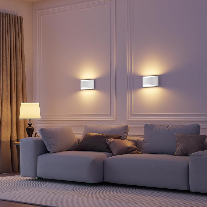 Black Modern LED Wall Sconce, 3 Colors Indoor Wall Lights, 10W Hardwired Up and Down Aluminum Wall Mount Lamp for Bedroom Living Room Hallway Corridor (White, 1 Pack)