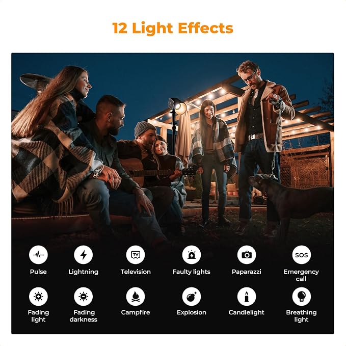 K&F CONCEPT 60W Bi-Color COB Video Light with Handle & App Control | 4500mAh Battery, Type-C PD Fast Charging,12 Light Effects, Lighting for Photography PL-60B