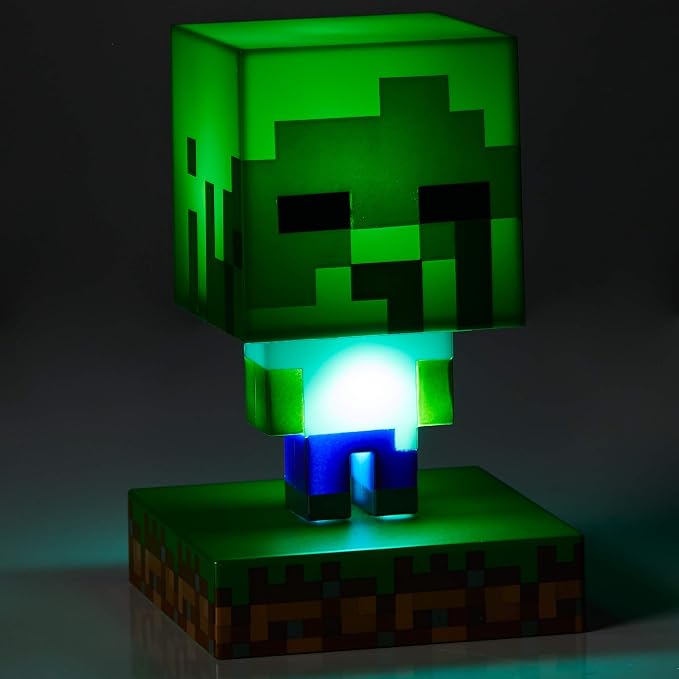 Paladone Minecraft Zombie Light - Officially Licensed Merchandise, Portable Night Light and Gaming Room Decor for Kids, Gift for Gamer, Battery Powered, Green