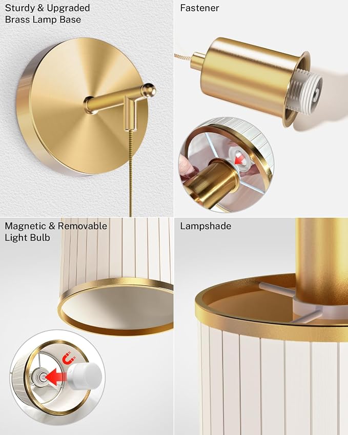 SAIMAND Battery Operated Wall Sconces Set of 2,Wireless Rechargeable Lights | Modern Cordless Wall Sconces with Remote Control, 9-Color Dimmable LED Lamps for Bedrooms, Living Rooms and Hallways (Gold)
