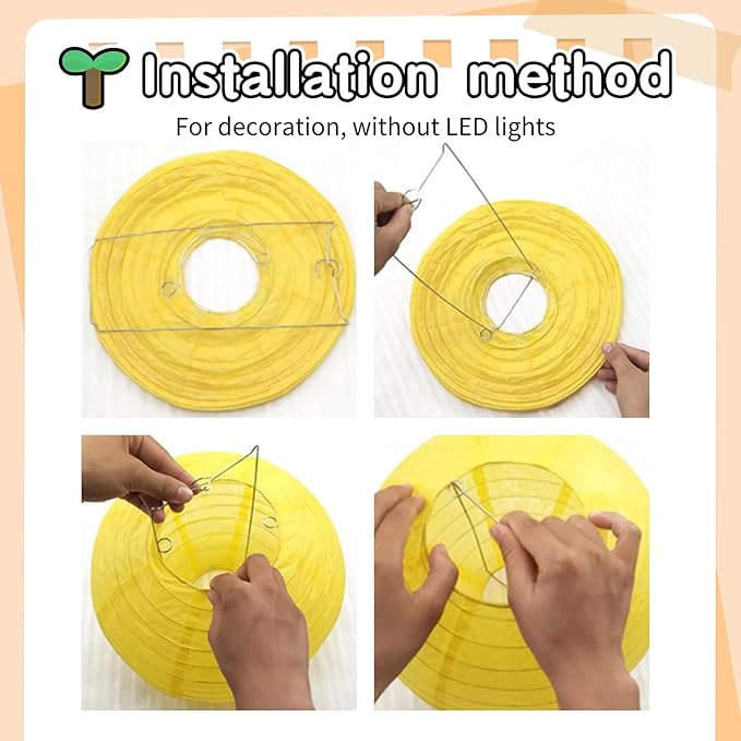 Chinese Paper Lanterns for Birthday Party Decorations – Hanging Rainbow Lanterns for Ceiling Decor, Classroom, Wedding, and Home Party – Pack of 18,Lemon Yellow(8/10/12-Inch)