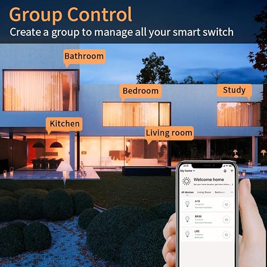 Smart Light Switch, Compatible with Alexa, Google Assistant, IFTTT, WiFi Light, Neutral Wire Required, Schedule Setting APP Remote Control, ETL, No Hub Required (2 Gang Smart Switch)