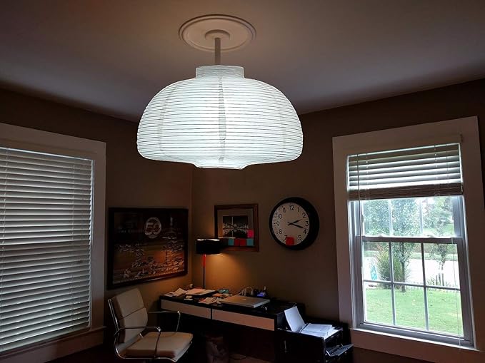 18” White Round Paper Lantern, Rice Paper Lamp Shade, Hanging Paper Lamp Paper Lantern Lamps (White-18inch-2PCS)