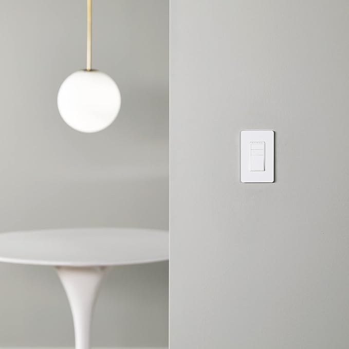 Amazon Basics Smart Dimmer Switch, Single Pole, Compatible with Alexa Only, Voice Control, 2.4 GHz Wi-Fi, No Hub Required, Neutral Wire Required, White (Pack of 2)