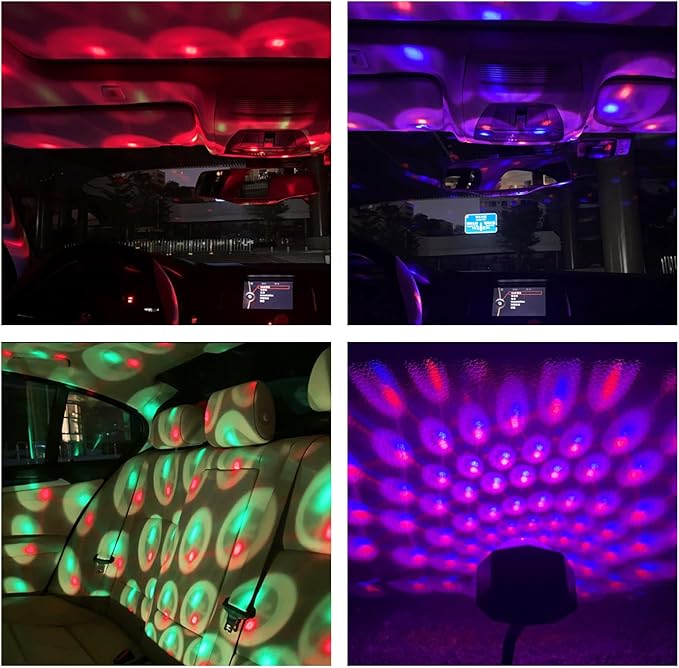 USB Star Night Light Projector, Portable Car Roof Sound Activated Atmosphere Lamp, Adjustable Auto Interior Atmosphere Decorative Light for Vehicle, Bedroom, Ceiling, Party
