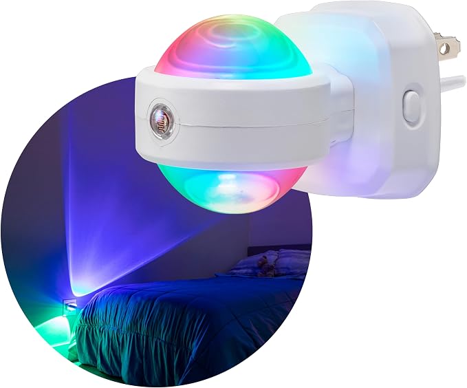 GE Plug in Color Changing Night Light with Dusk to Dawn Sensor, Wall Wash | for Home Decor Color Changing Dimmable Rotating Dusk to Dawn Sensor, Ambient Lighting, Apartment Essentials