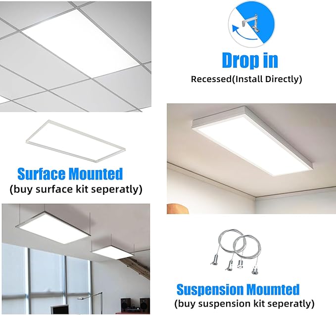 4 Pack 2x4 LED Flat Panel Light Drop Ceiling Office Fixture, 7800LM Daylight 2x4 LED Light Fixture, 5000K 2x4 Recessed Drop Ceiling Lights, 0-10V Dimmable Lay in Fixture for Office Kitchen, ETL Listed