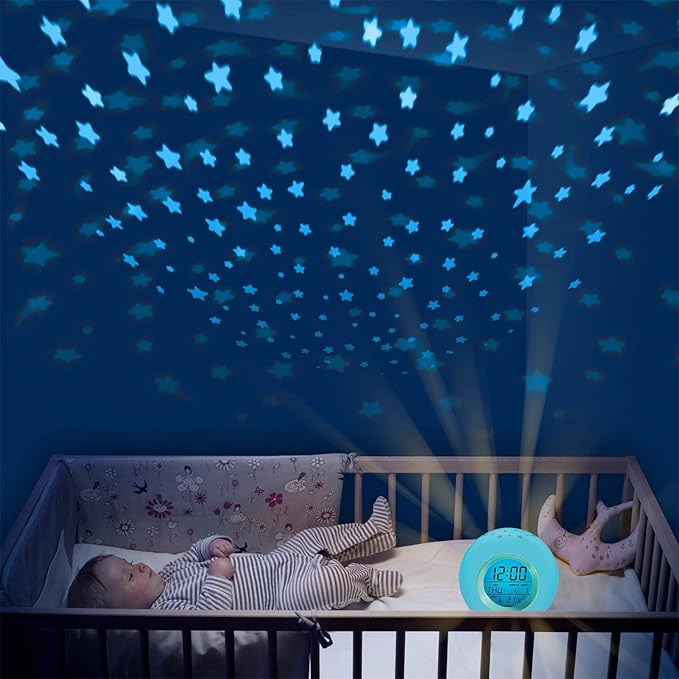 Tarklanda Alarm Clock for Kids,Moon Stars Projector Alarm Clock,7 Color Changing Night Light,Snooze Touch Control Temperature for Kidsâ Bedroom, Digital Clock for Girls Boys Children Birthday Gifts