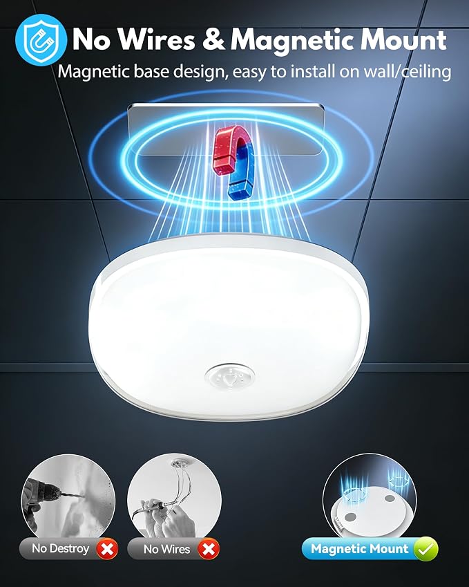 Gotopceed IP65 Waterproof Rechargeable Shower Light - 6โณ 300LM Bright, 16 Colors Bathroom Mood Lighting with Touch & Remote, Magnetic Wireless Ceiling/Wall Light for Inside Shower/Bathtub