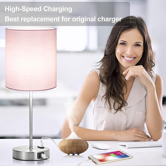 Lynnoland Set of 2 Touch Control Table Lamps, 3-Way Dimmable Bedside Nightstand Lamps for Bedroom Living Room Nursery, 800 Lumens 5000K Warmlight Bulbs Included