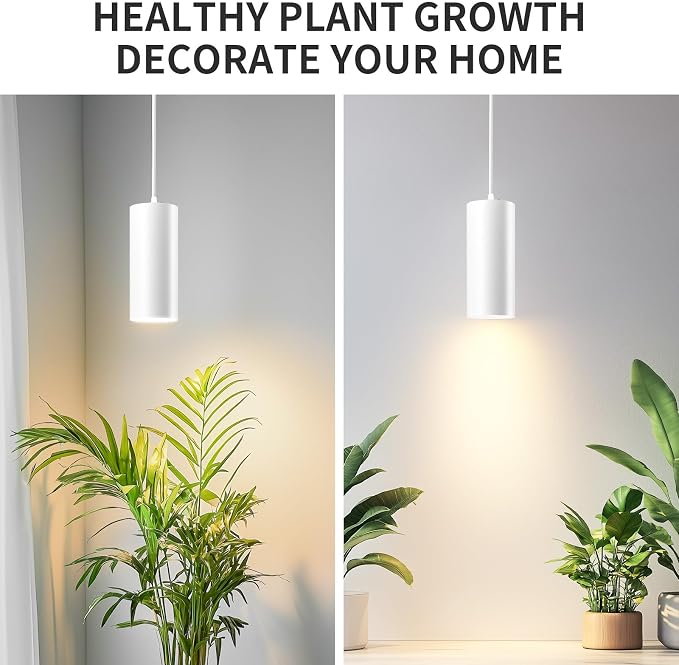 4" Pendant Lights Kitchen Island, 25W Cylinder Hanging Lights with Dipswitch, Modern Eye Care Led Pendant Lamp fixtures for Bedroom, Living Room, Office (White, 2 Pcs)