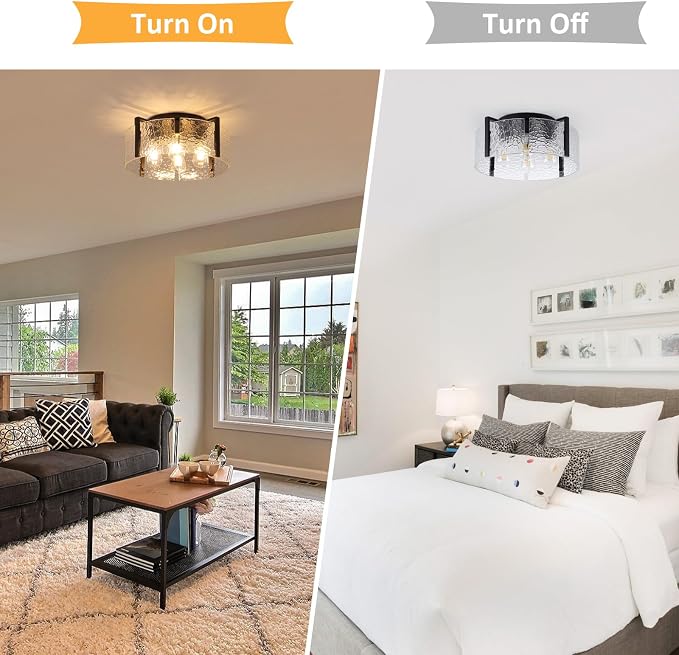 Black Flush Mount Ceiling Light Fixture, 4 Light Modern Entryway Light Fixture Ceiling Mount, Close to Ceiling Light Fixtures, Kitchen Lighting Fixtures Ceiling Lights for Bedroom Bathroom Hallway