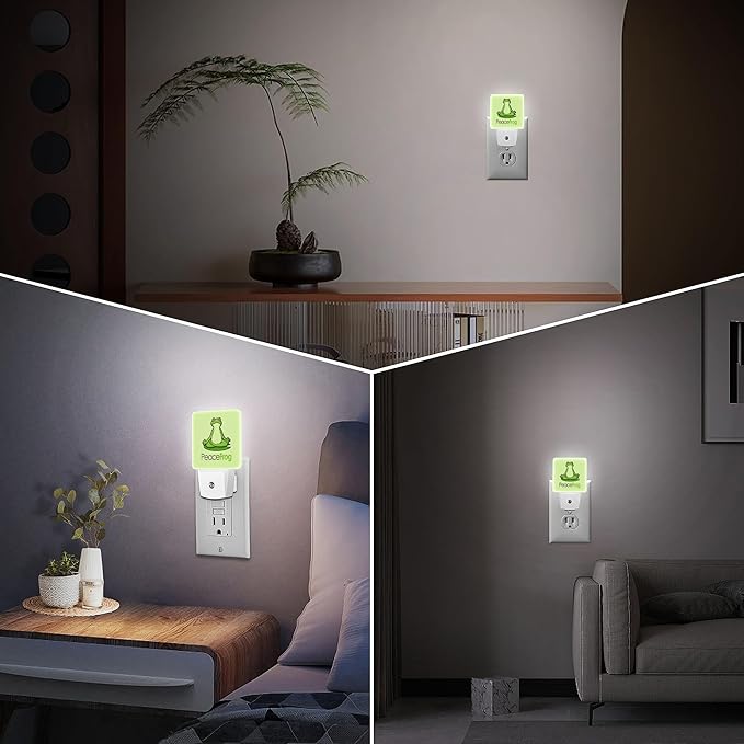 LED Night Light Lamp with Smart Sensor Dusk to Dawn Sensor,Zen Frog Yoga Mascot Night Light Daylight White,0.5W Plug-into Wall for Adults,Bedroom,Bathroom,Hallway,Kitchen