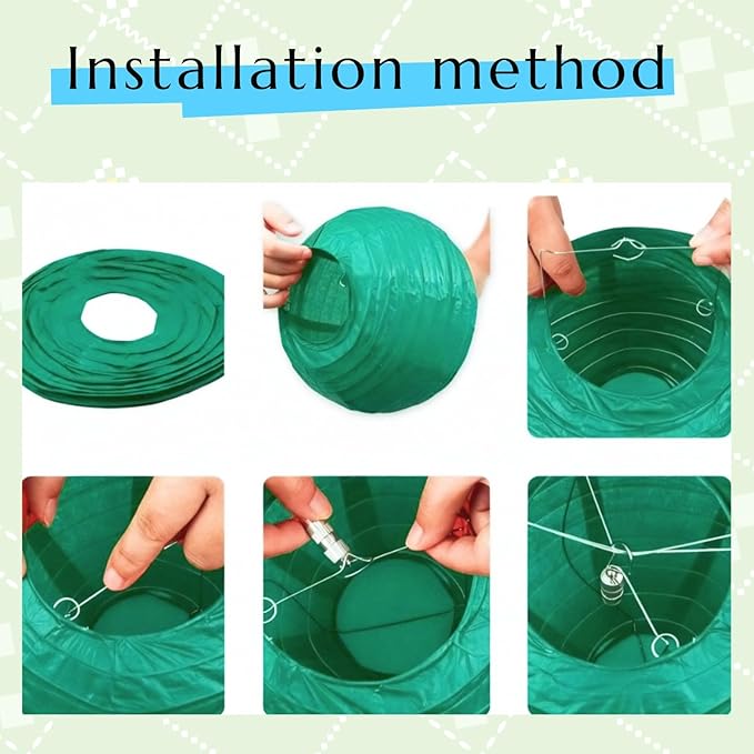 Chinese Paper Lanterns - Pack of 10, 10-Inch Pine Green Hanging Lights for Birthday Party Decorations, Ceiling Decor, Rainbow Classroom, Wedding, and Home Party