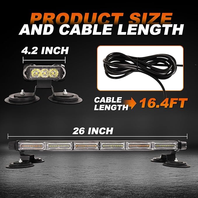 ASPL 26inch 126 LED Rooftop Emergency Strobe Lights Bar Double Side Flashing Safety Warning Traffic Advisor Light Bar Hazard Snow Plow Light for Trucks Vehicles Construction Tow Pickup(Amber/Green)