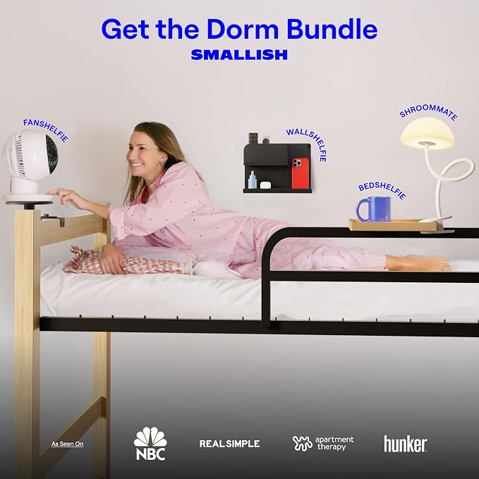 Shroommate Clip On Light for Dorm Room - 2.0 (Black) | Bed Headboard Lamp, Bedside Table Lamp Dorm, College Dorm Room Essentials, Night Light Kids Nursery, MultiColor LEDs