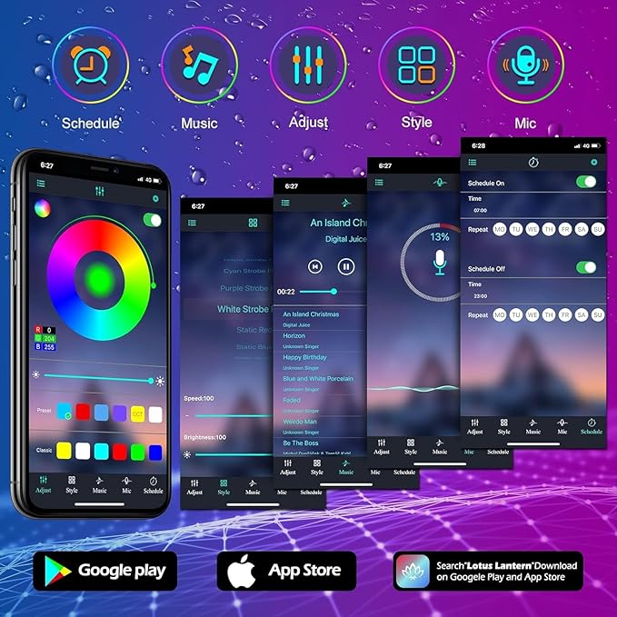 AILBTON 60ft Outdoor LED Strip Lights Waterproof,IP68 Outside Led Light Strips Waterproof with Bluetooth App Remote Control,Music Sync RGB Exterior Led Rope Lights,for Balcony,Deck,Roof,Garden,Pool
