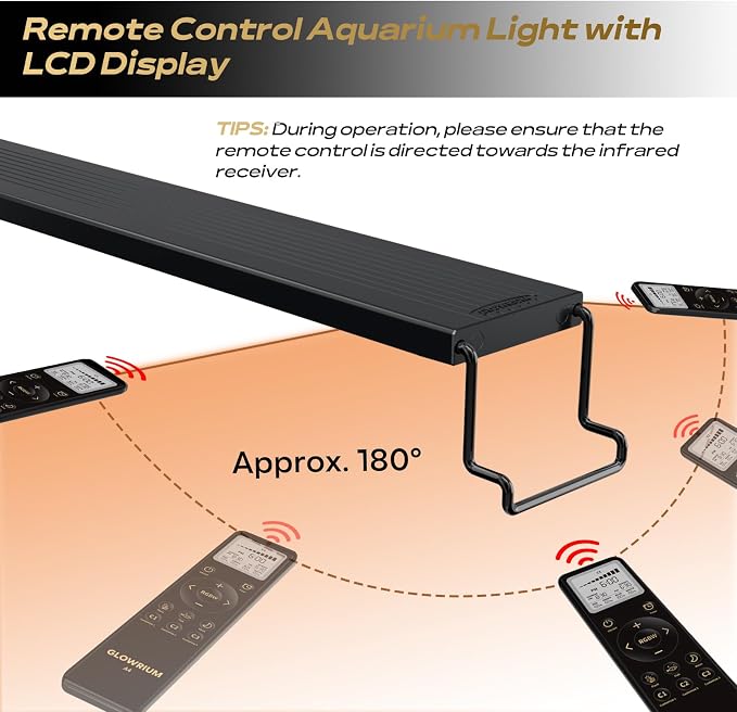 48-53in Freshwater Fish Tank Light, LED Aquarium Light with Moon | Auto Timer with Remote, IP67 Planted Tank Light, Full Spectrum Dimming RGBW+Moon, Fish/Plant/Moon Presets, Custom Mode