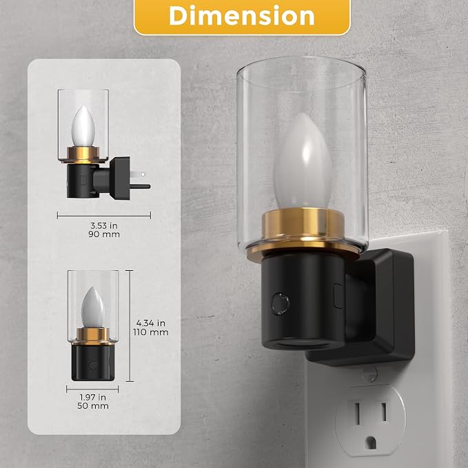 L LOHAS LED Candle Night Light, Flameless Candle Nightlight Plug in | 350°Rotating Dusk to Dawn Sensor Dimmable Night Light, Vintage Decorative Night Lights for Hallway Bathroom, 2 Pack