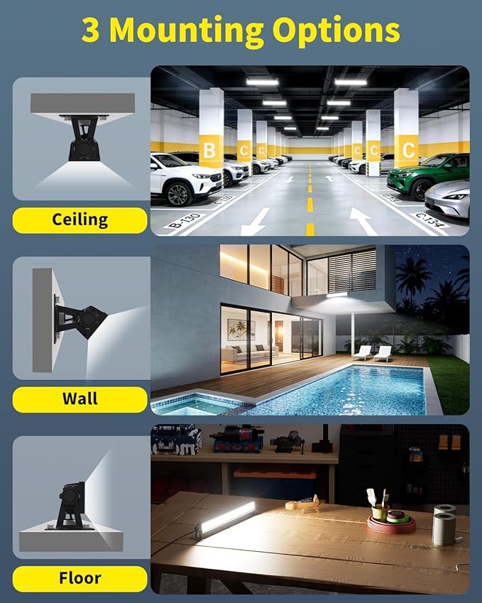 LED Shop Light 5400LM 45W Super Brighter, Plug in Garage Light with 6FT Cord and On/Off Switch, 6000K IP66 Waterproof Outdoor Work Shop Bay Lighting for Garage Workshop Warehouse Factory Yard