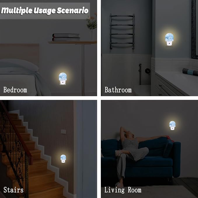 Snowflakes On Snow Night Light for Kids,Christmas Winter Snowflakes Night Light Plug in with Dusk to Dawn Sensor,0.5w Energy Saving Nightlight for Hallway Stairway Kitchen Bedroom